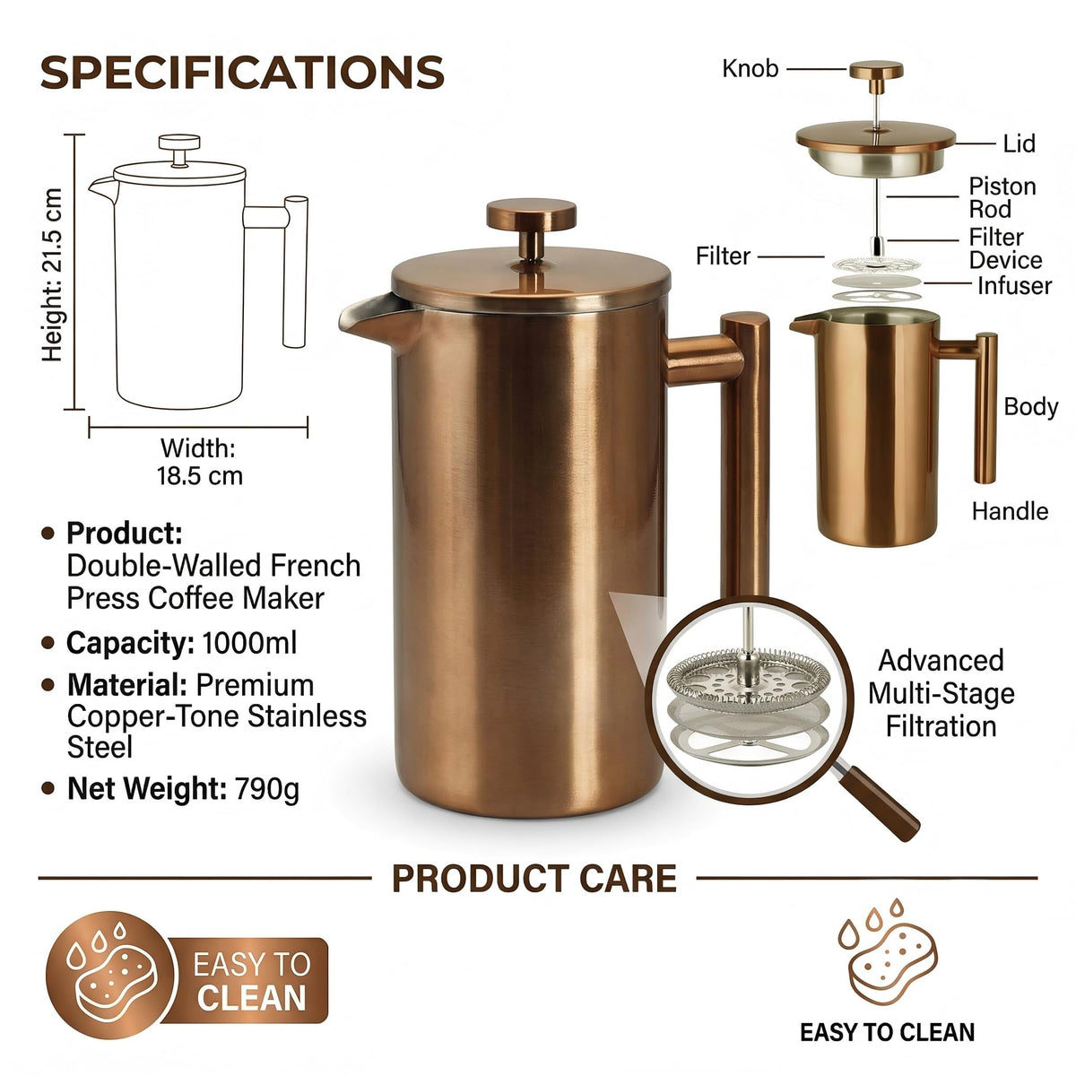 34oz French Press Coffee Maker