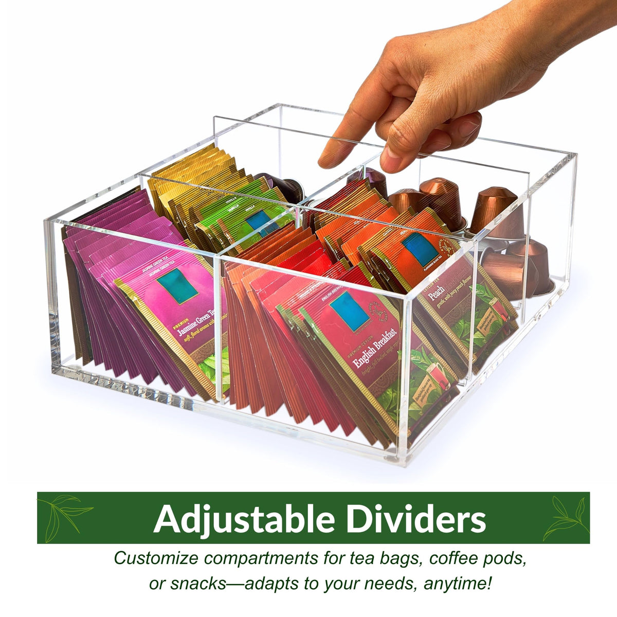Heavy Duty Acrylic Tea Bag Organizer