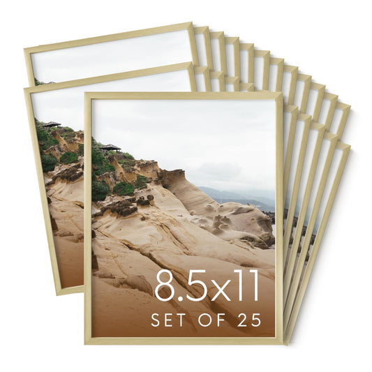 8.5x11 Gold Metal Picture Frames (25 Count)