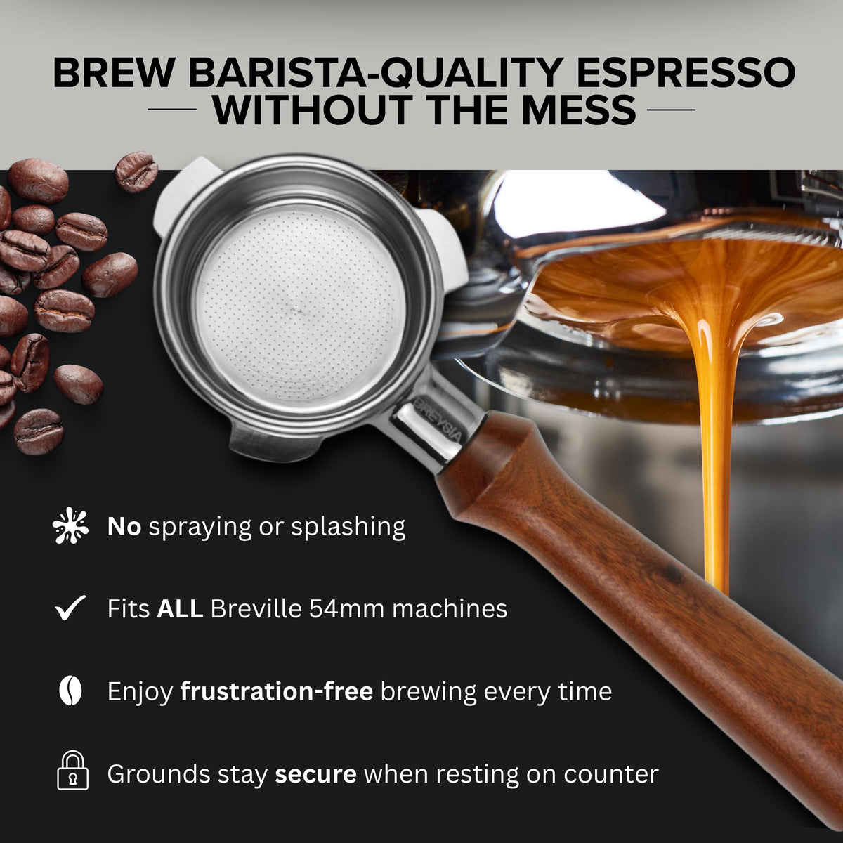 54mm Bottomless Portafilter Compatible with Breville Espresso