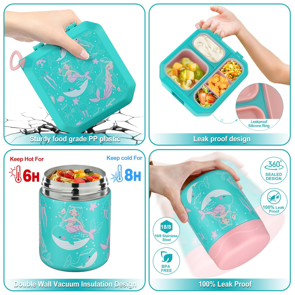 Bento Lunch Box for Kids with 12oz Soup Thermo Leak