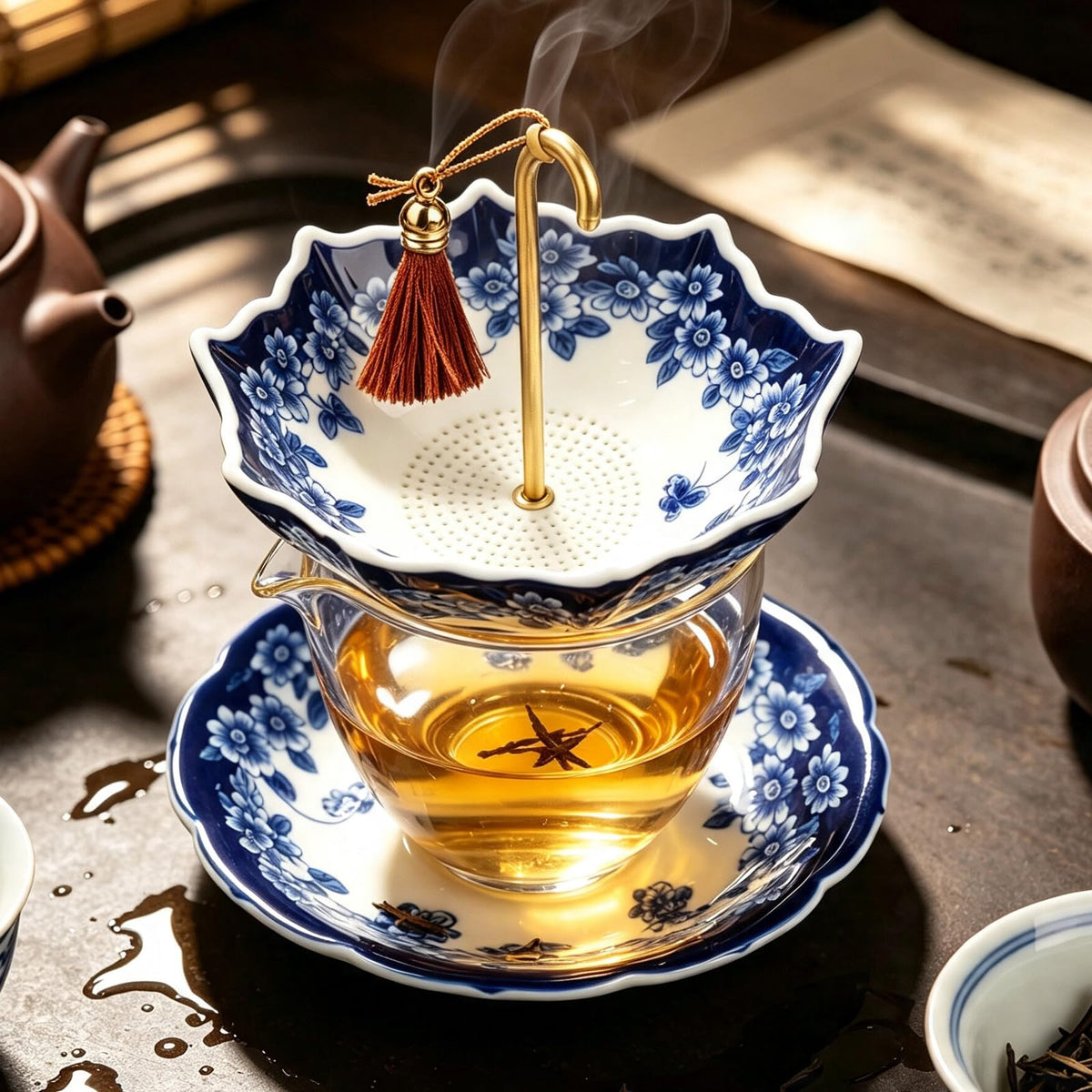 Blue and White Porcelain Umbrella Tea Infuser