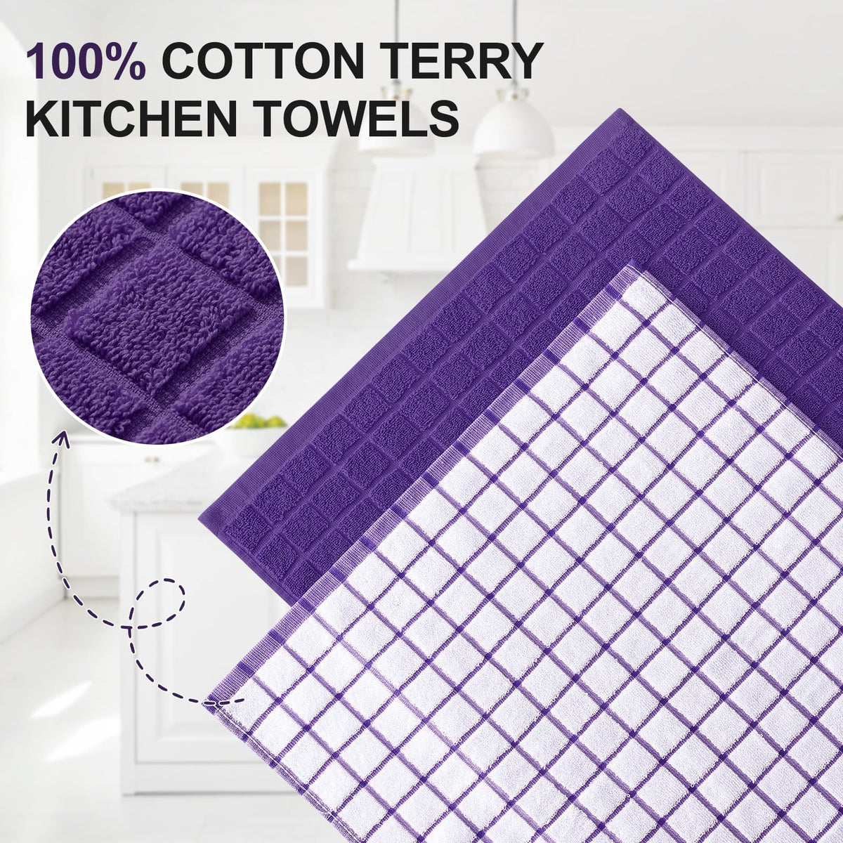 Large Premium Cotton Kitchen Towels 16"x 28" (4 Count)