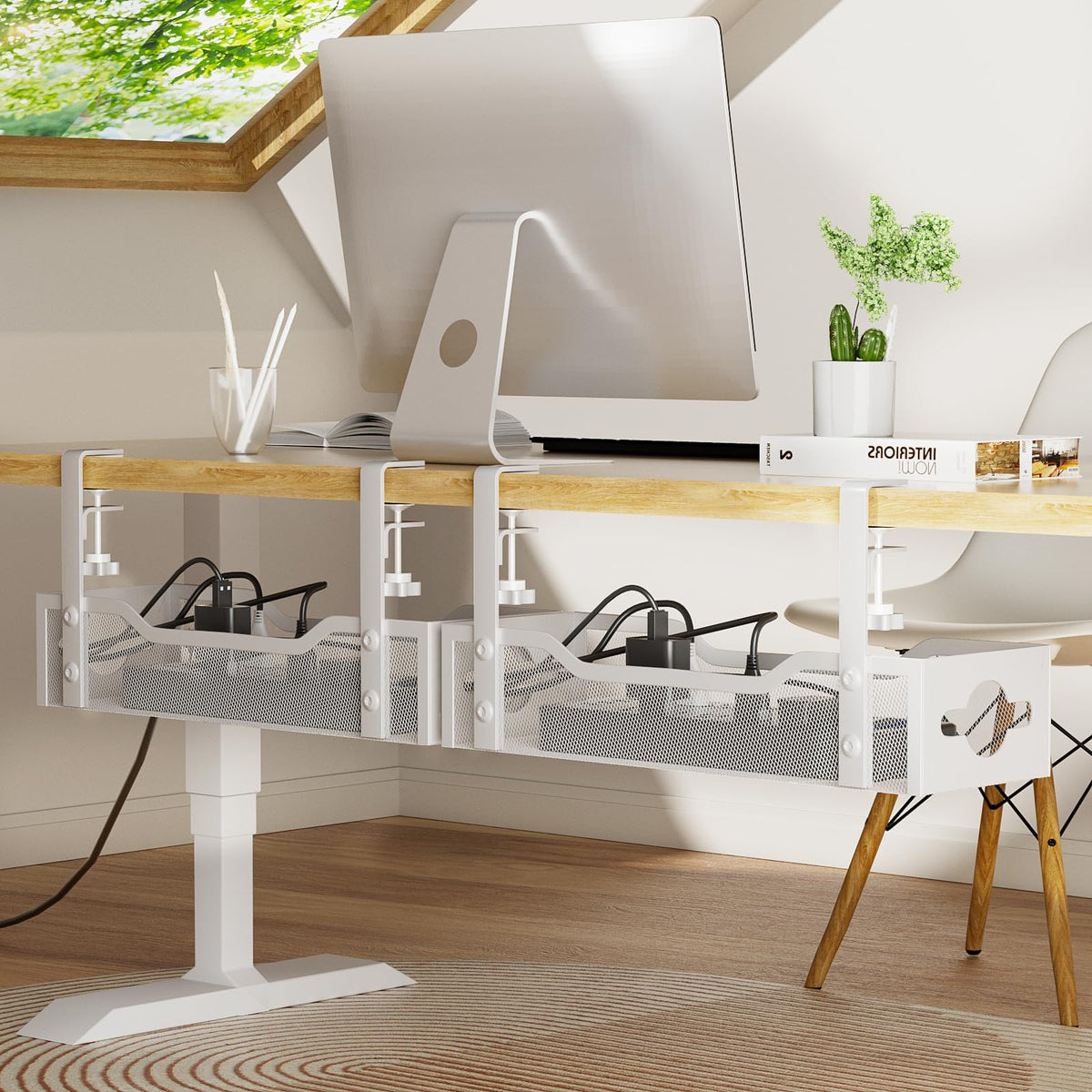 Under Desk Cable Management Tray 2 Pack (2 Count)