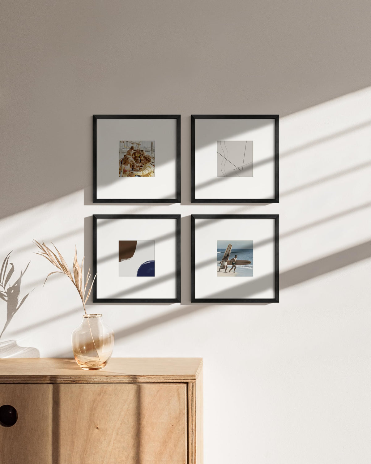 10x10 Black Metal Picture Frames Matted to 5x5 (4 Count)