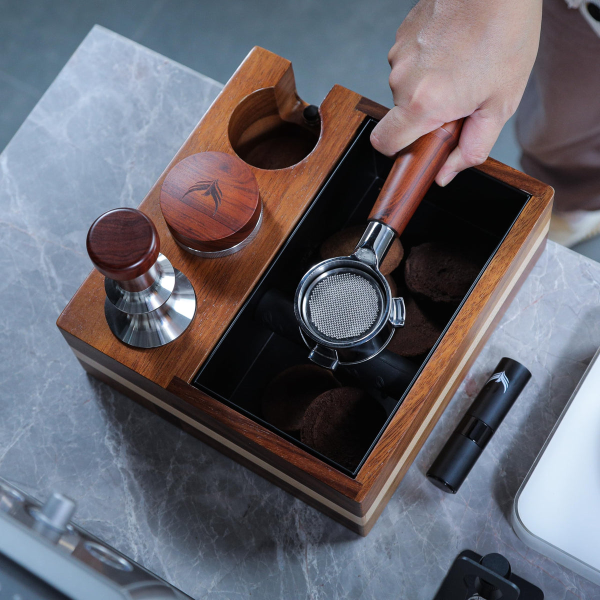 51mm Espresso Knock Box and Tamping Station