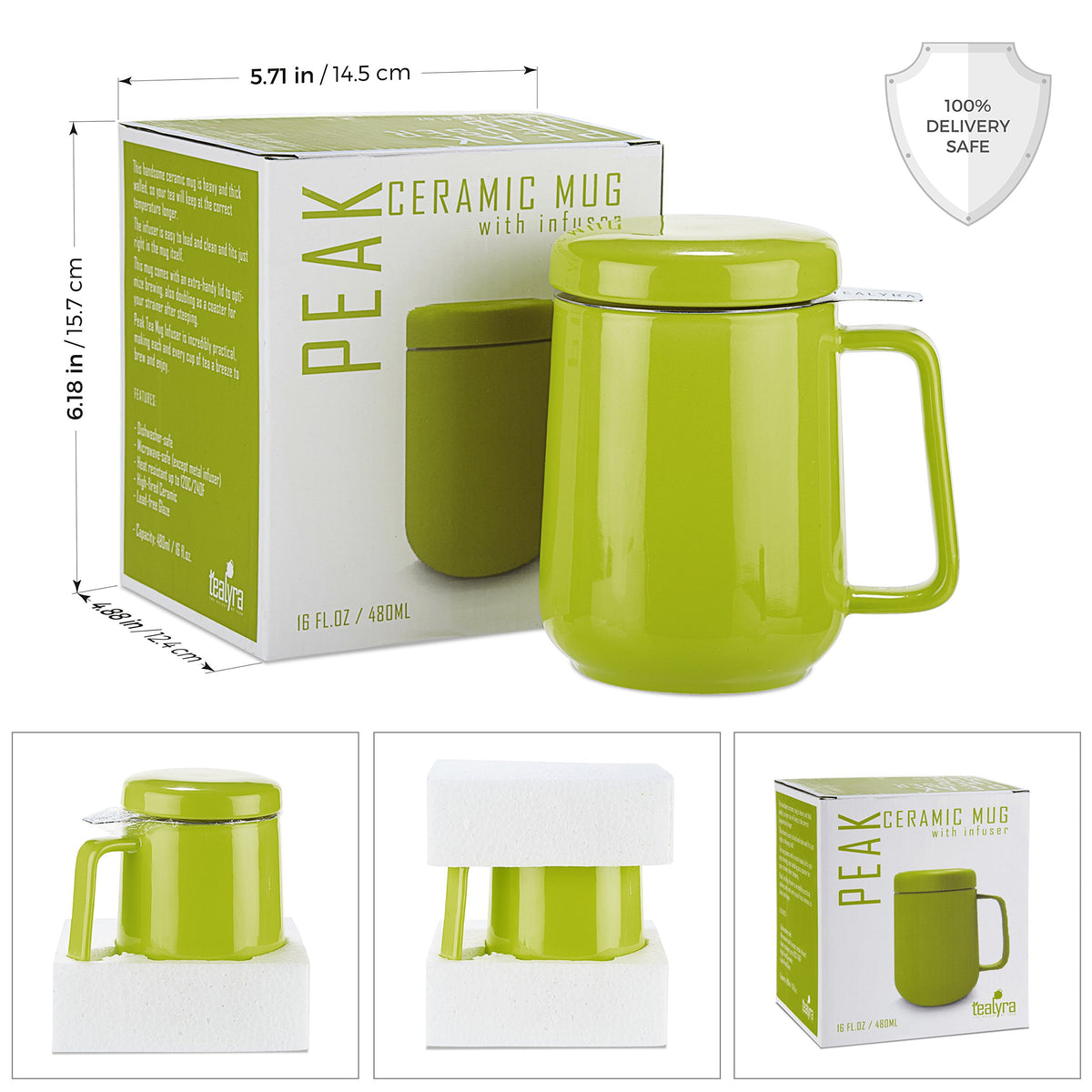 Peak Ceramic Lime Tea Cup Infuser