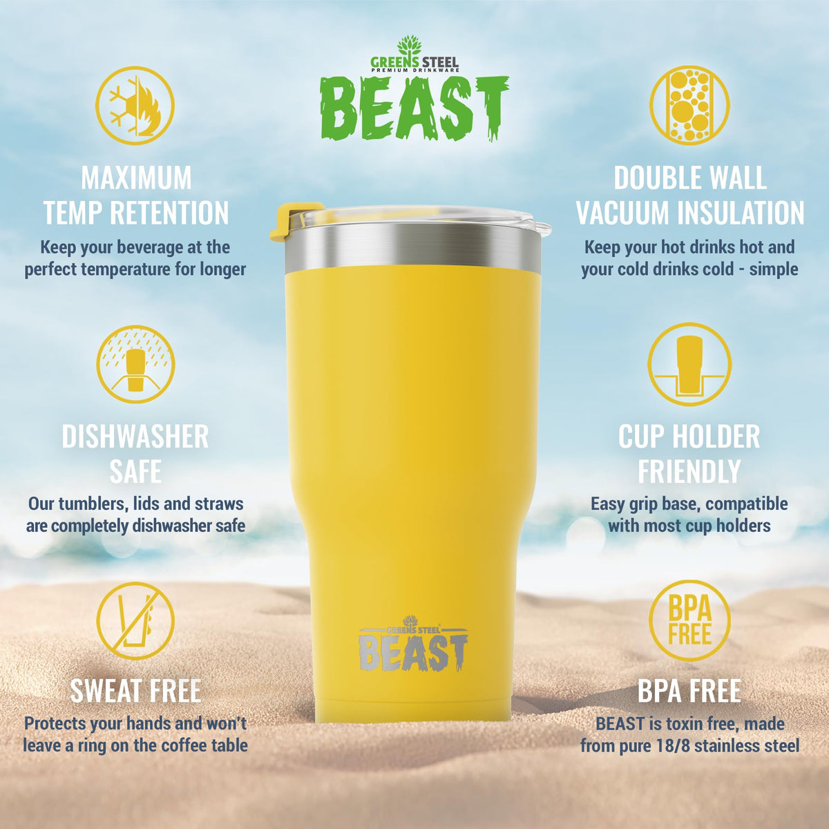 Beast 40 oz Tumbler Stainless Steel Vacuum Insulated Coffee Ice Cup Double Wall Travel Flask