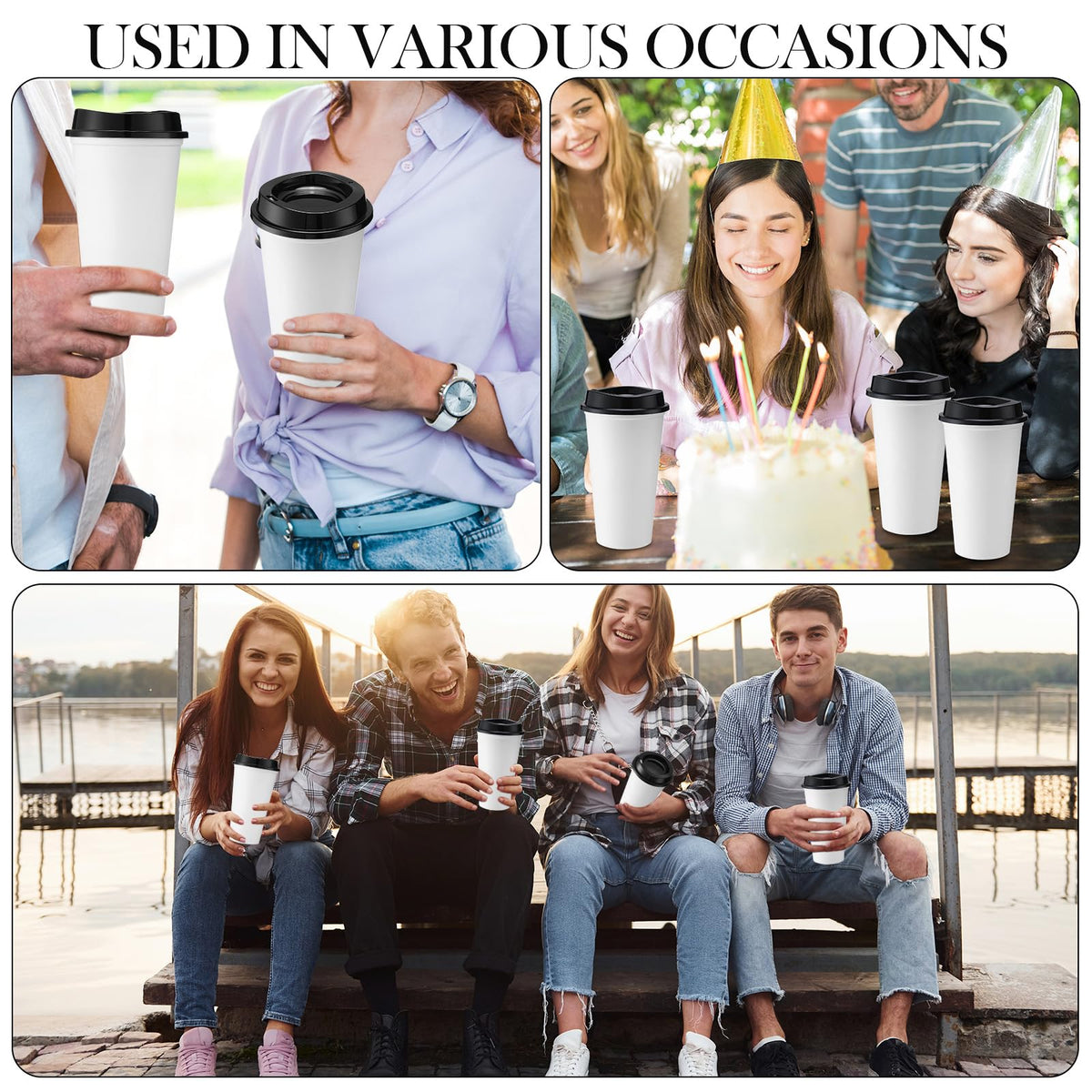 45 Pack 16 oz Reusable Coffee Cups with Lids Water Bottle Iced Coffee Travel Mug Reusable Portable Plastic Tea Tumblers Bulk for Hot and Cold Drinks Birthdays Party