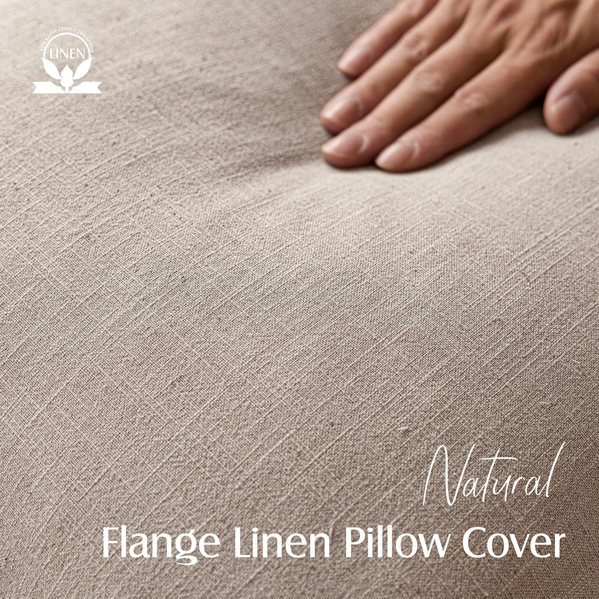 Set of 2 Decorative Linen Solid Throw Pillow Covers Soft Accent Cushion Euro Case Boho Farmhouse Pillowcase for Chair Couch Sofa Bedroom Living Room Home Decor 18 x 18 Inch Natural Linen (2 Count)