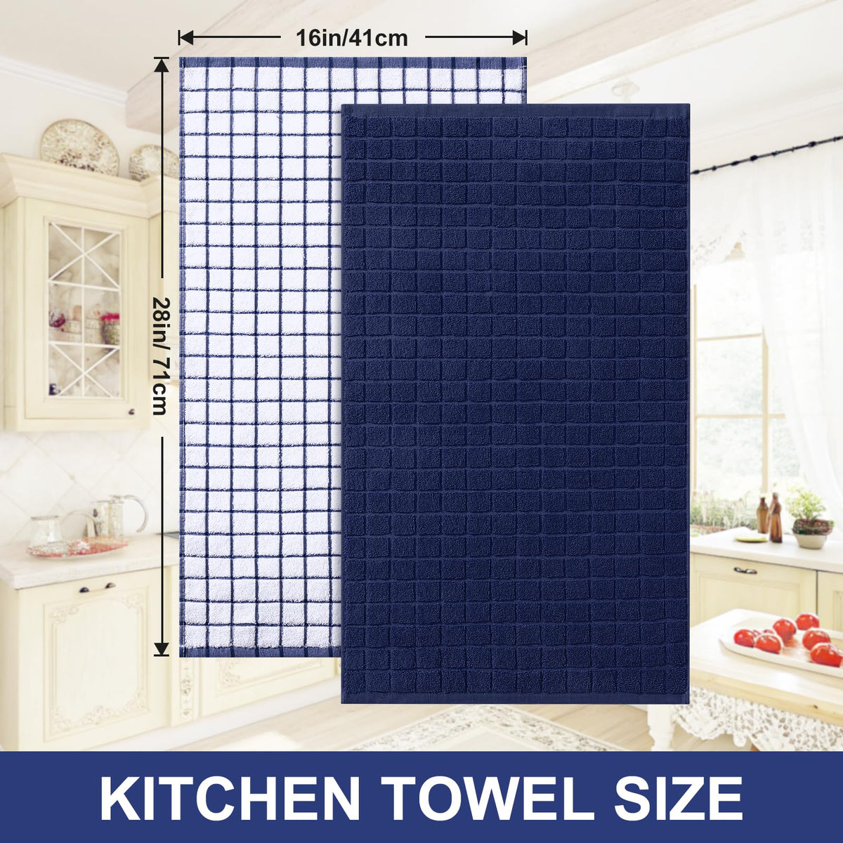 Large Premium Cotton Kitchen Towels 16"x 28" (8 Count)