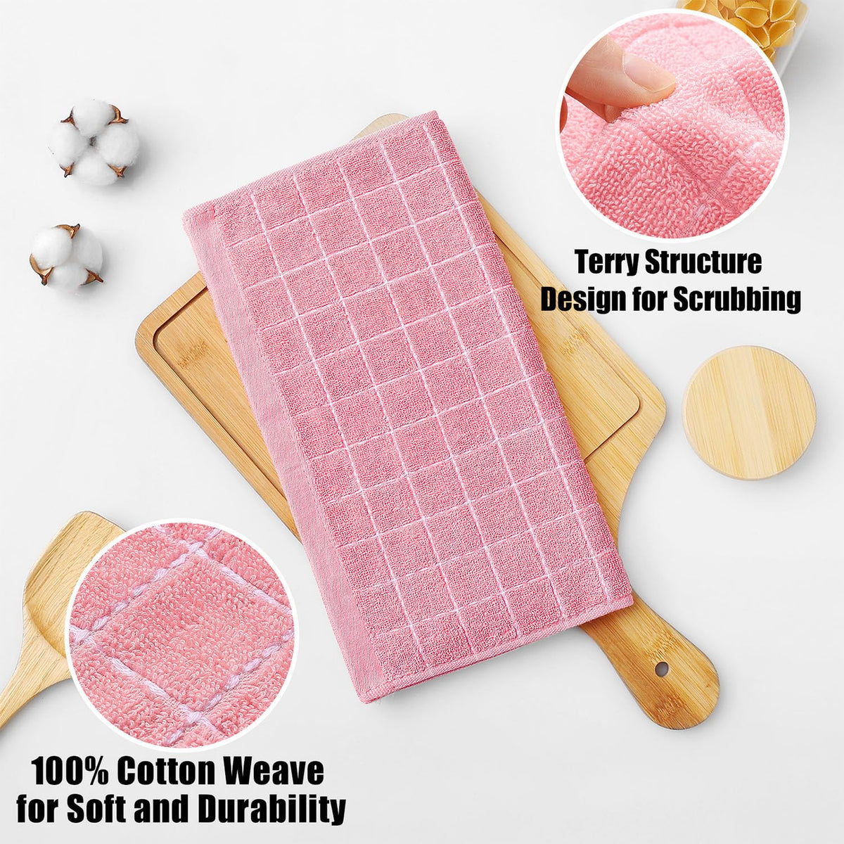 100% Cotton Terry Kitchen Dish Cloths (6 Count)