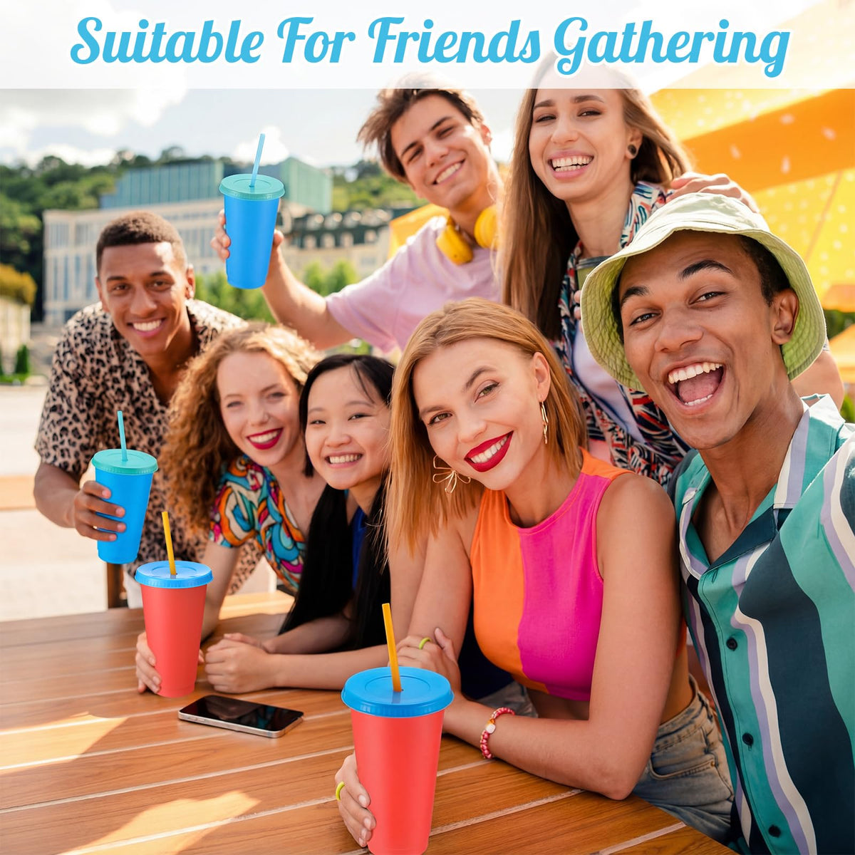 30 Pack Plastic Cups with Lids Straws (30 Count)