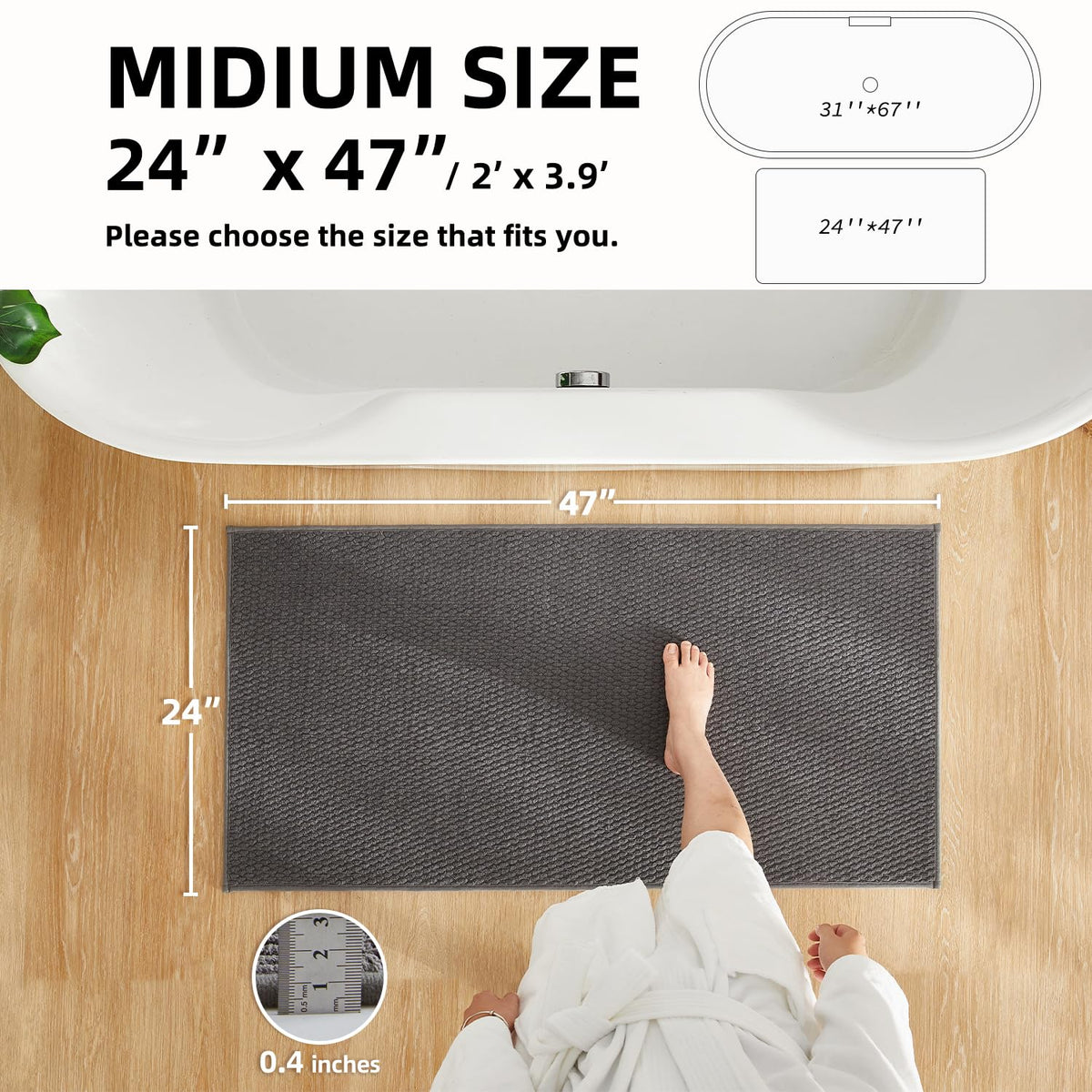 Bathroom Rugs Non Slip Washable (7.836 Sq Ft)