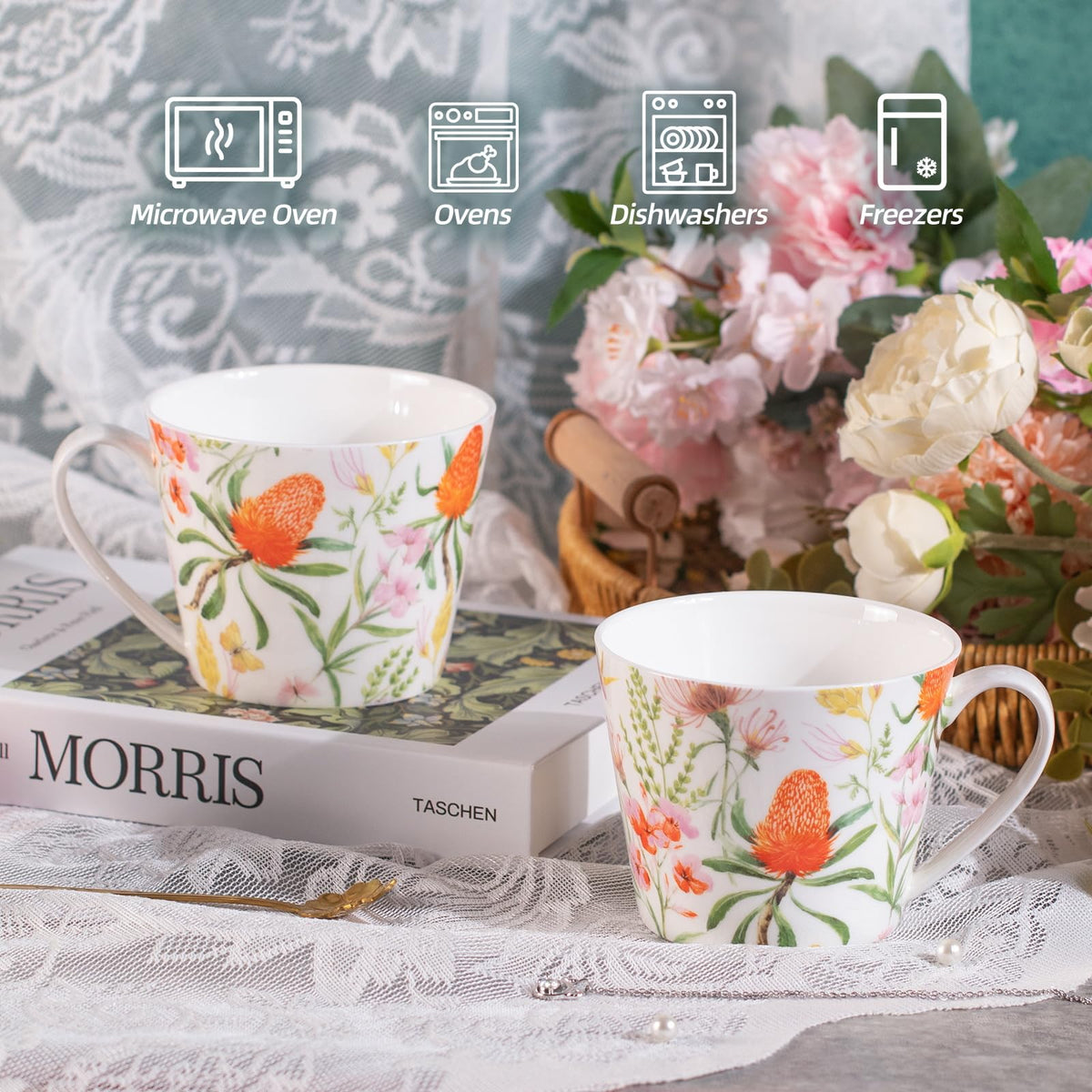 Bone China Coffee Mugs (2 Count)