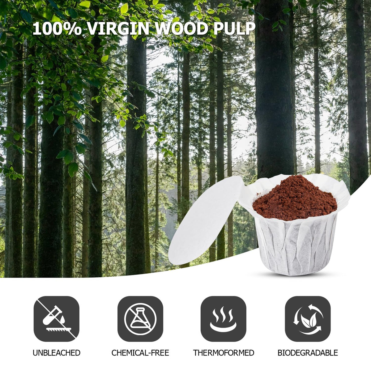 100 Disposable K Cup Paper Filters for Keurig 1.0&2.0 (100 Count)
