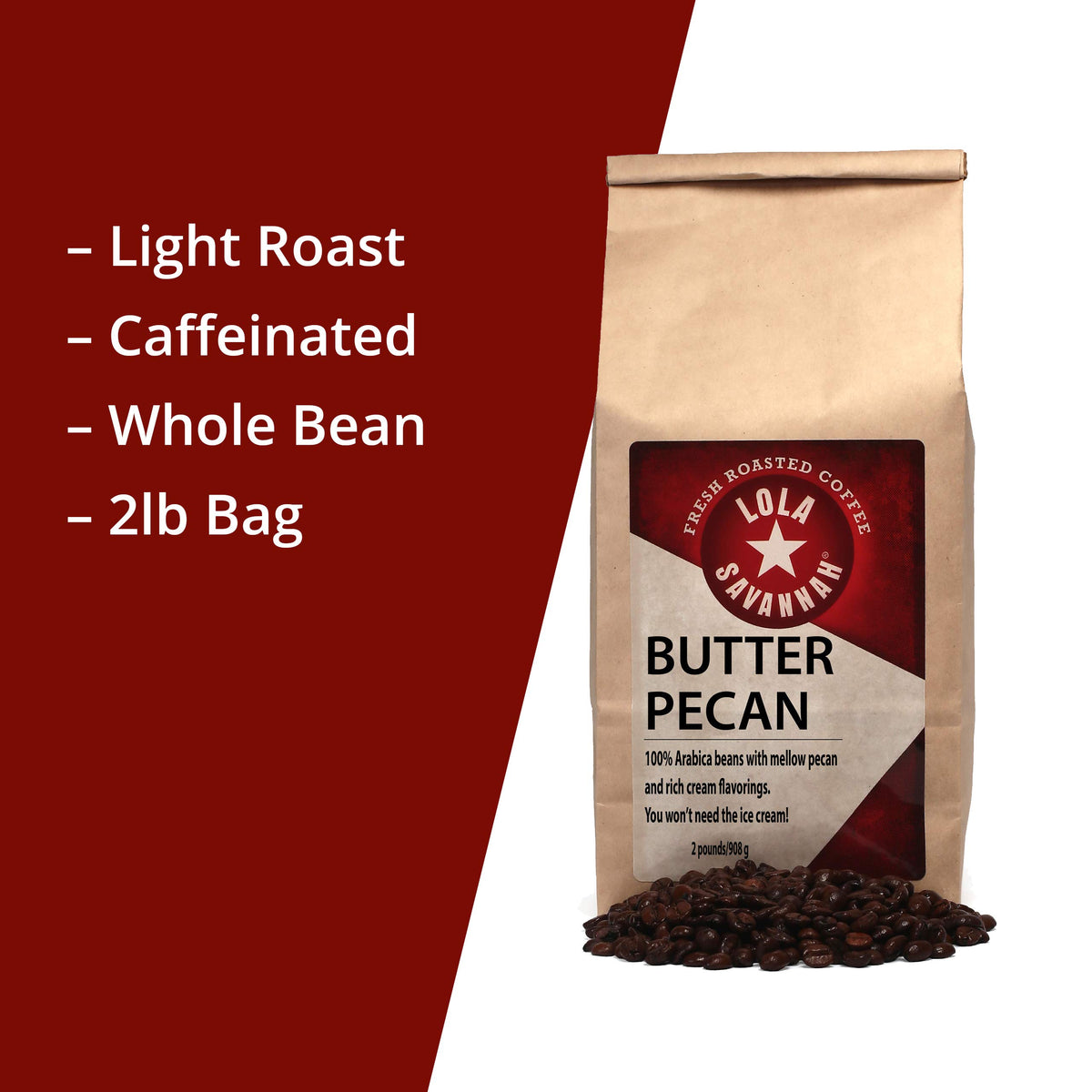Butter Pecan Whole Bean Caffeinated Coffee (32 Ounce)