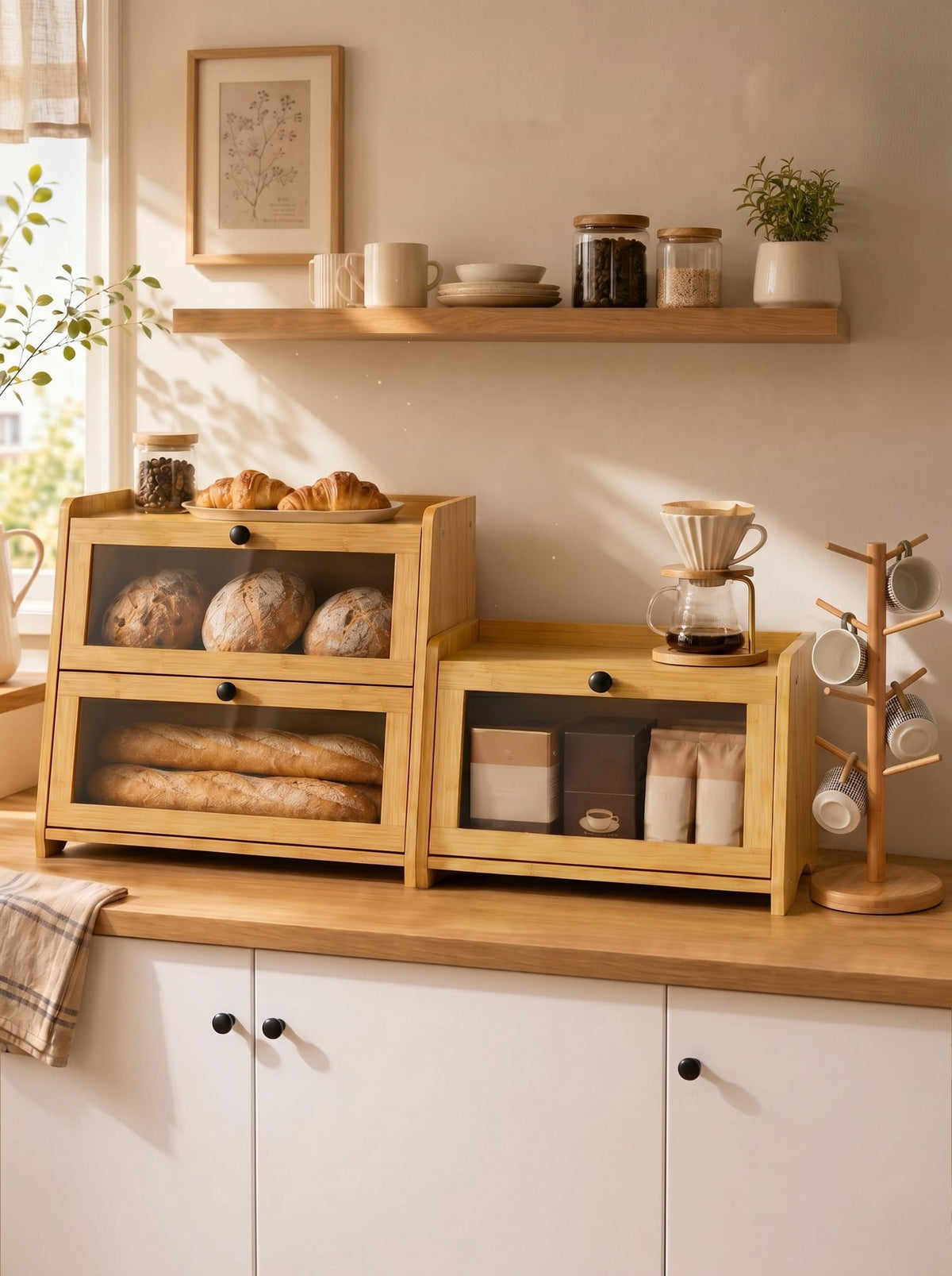 Bamboo Bread Box for Kitchen Countertop