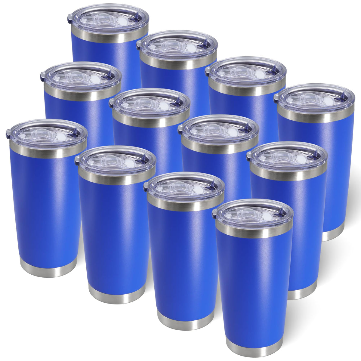 20oz Tumbler with Lid Stainless Steel Tumblers Insulated Mug Dark Blue 12P (12 Count)