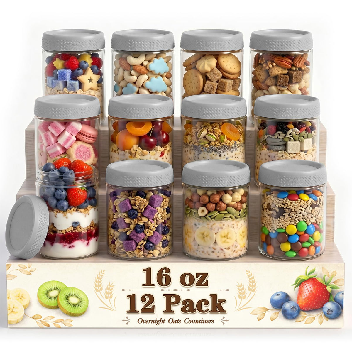12 Pack Mason Jars 16 oz (12 Count)
