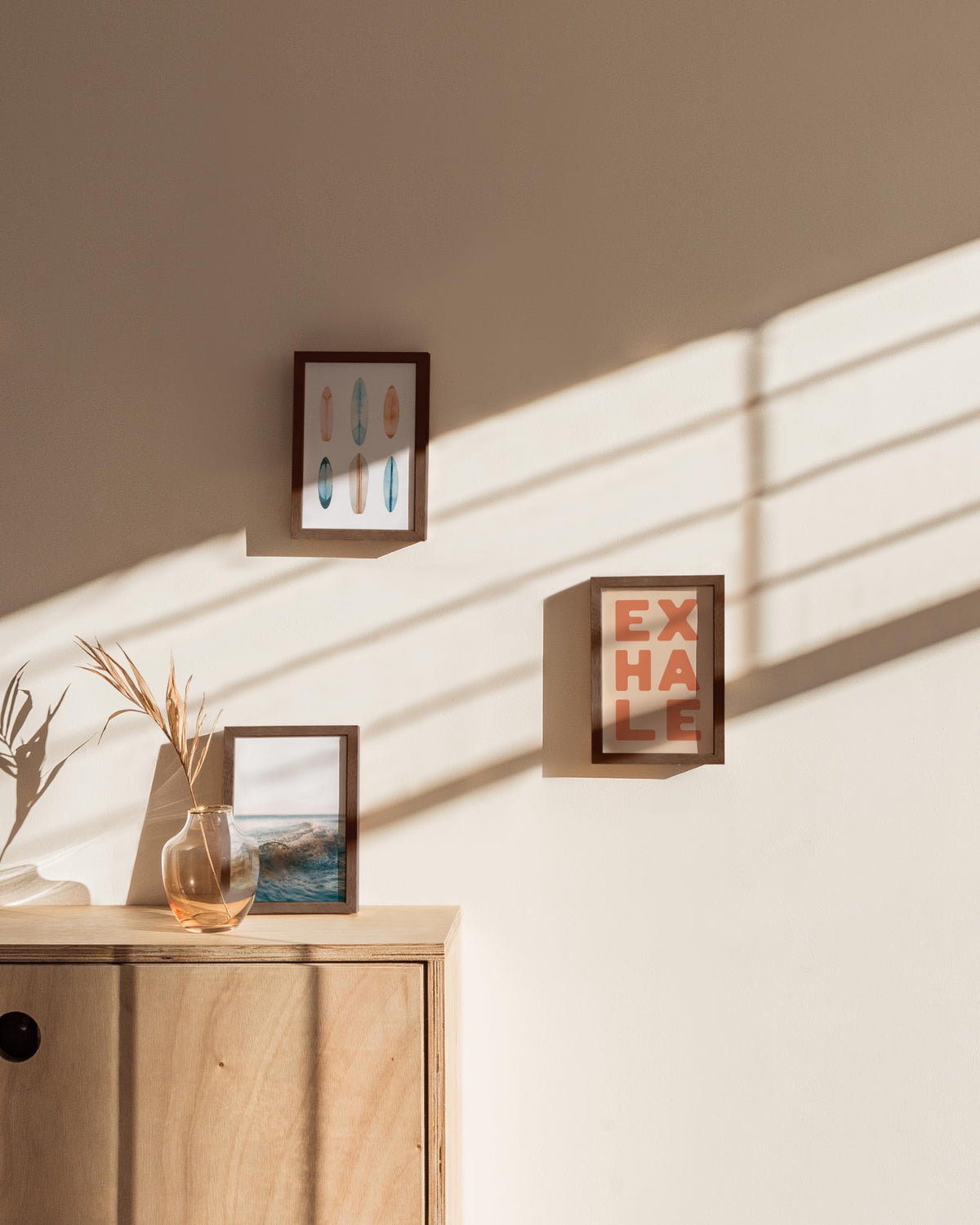 Standalone Walnut Oak Frame Set of 3