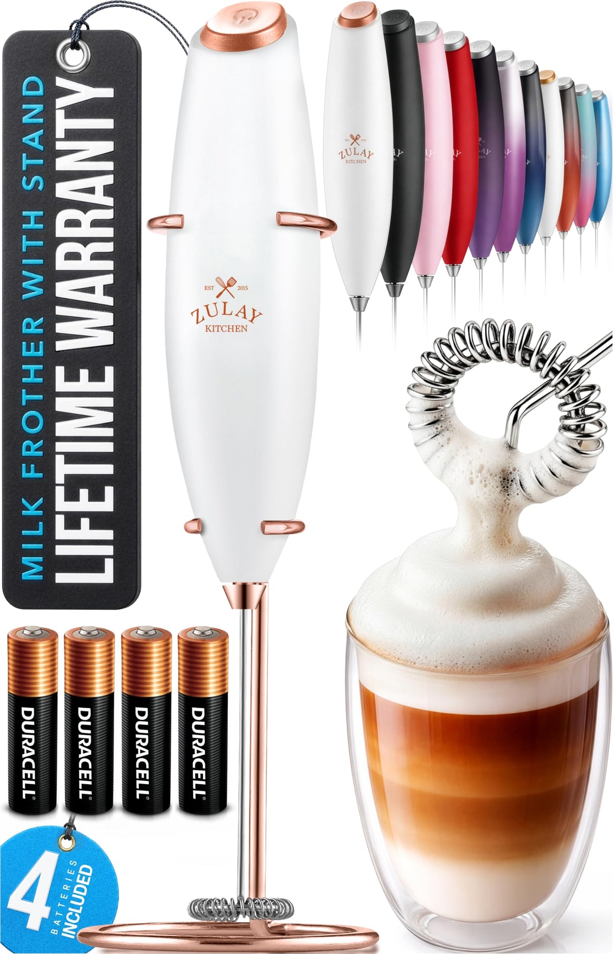 Powerful Milk Frother Wand With Duracell Batteries