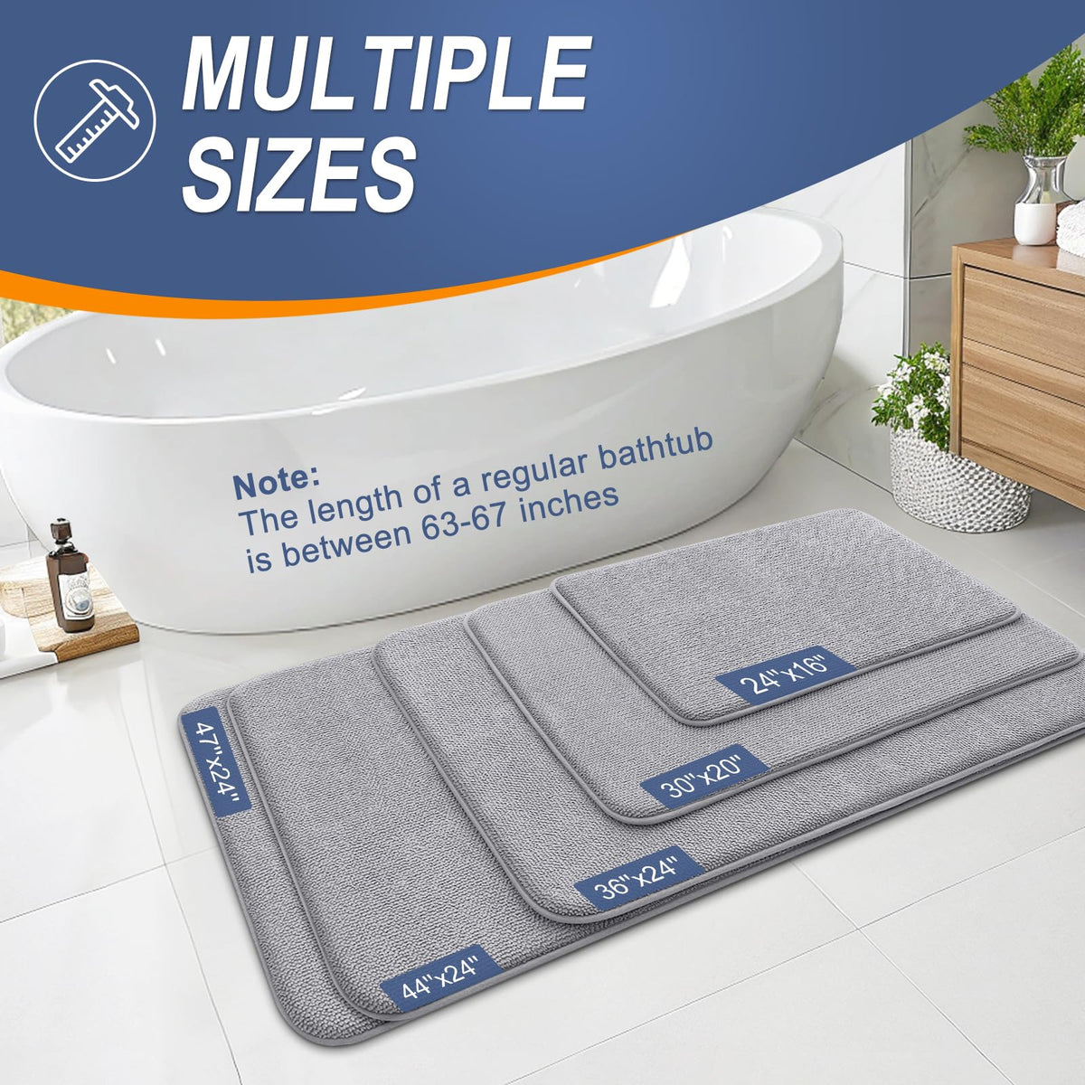 Thick Memory Foam Large Bathroom Rug 40x32 (8.89 Sq Ft)