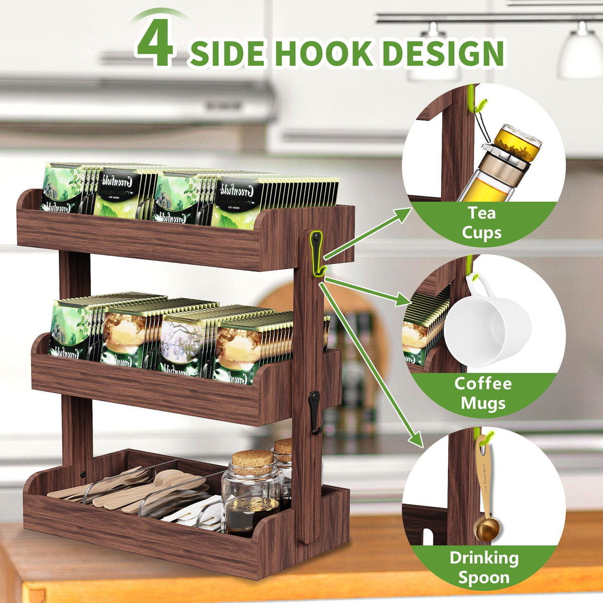 3 Tier Tea Bag Organizer Wall Mounted