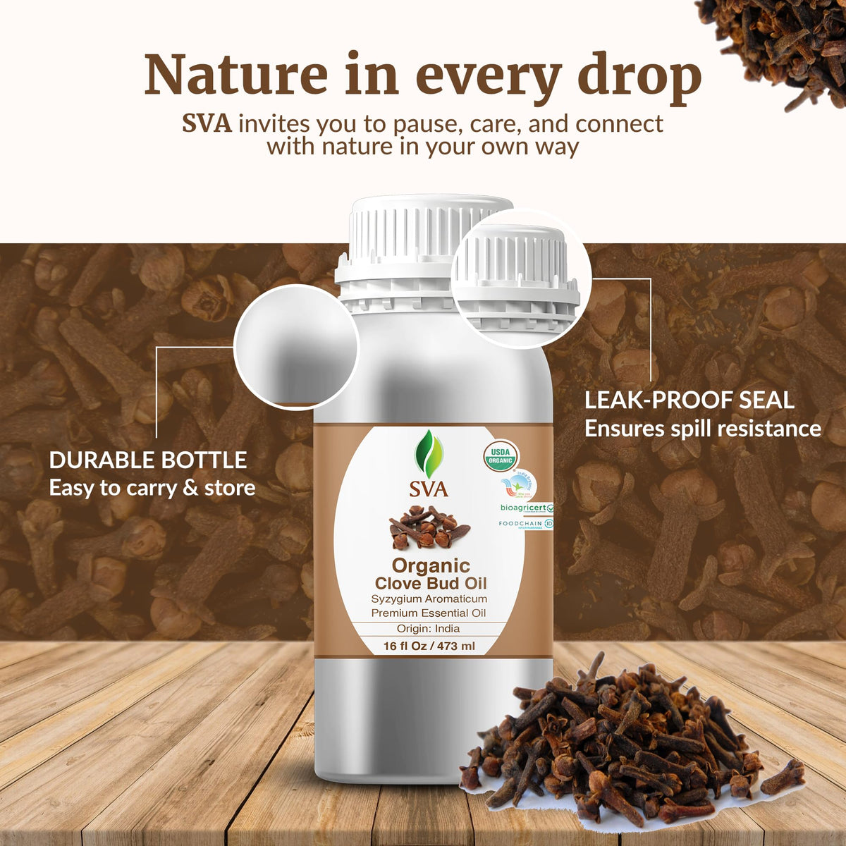 SVA Organic Clove Essential Oil (16 Fl Oz)