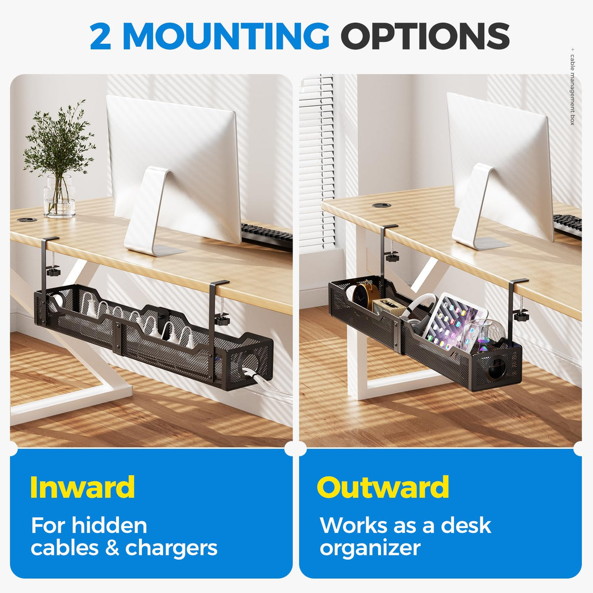 Upgraded] 25" Extra Large Under Desk Cable Management