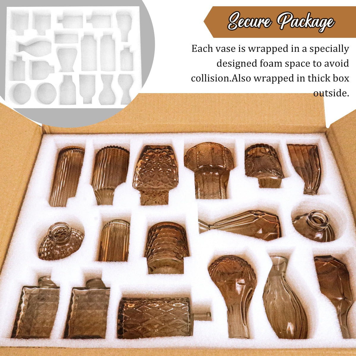 36Pcs Bud Vases Set Small Vintage Glass Bottles Bud Vases in Bulk Multiple Shape Cute Glass Vases for Rustic Wedding Centerpieces Table Decorations and Home Decor (36 Count)