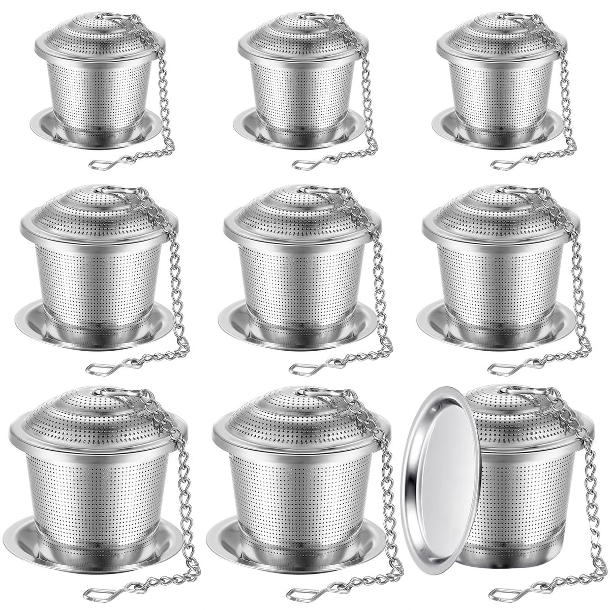 9 Pcs Tea Infuser Stainless Steel Strainer with Chain (9 Count)