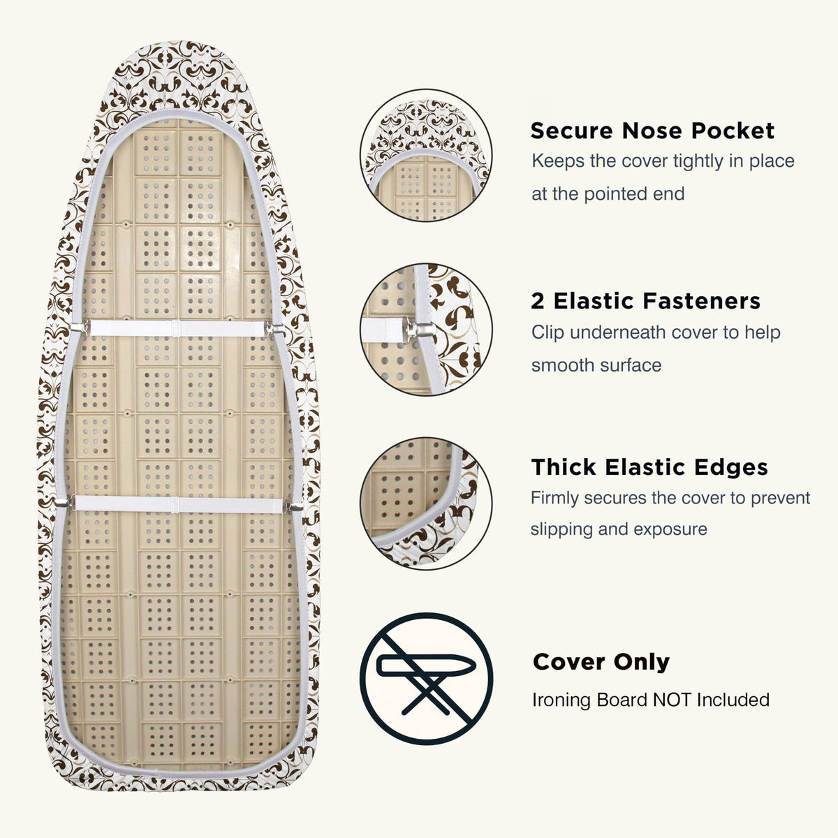 Ironing Board Cover and Pad 18"x49" Extra Thick Natural Cotton