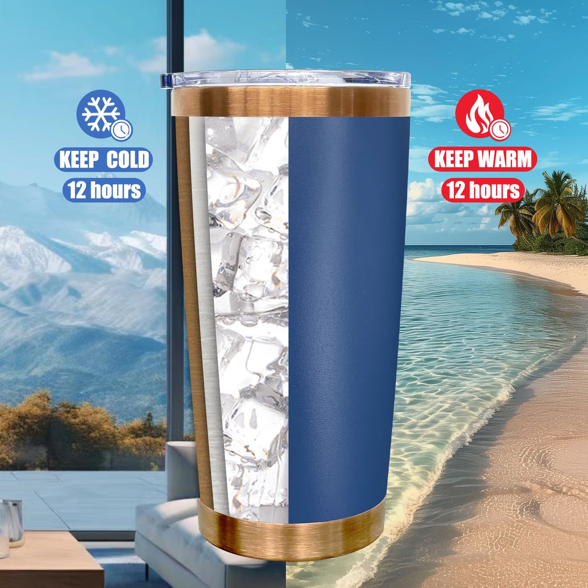 20 oz Tumbler Bulk Stainless Steel Tumblers with Lids and Straws Navy