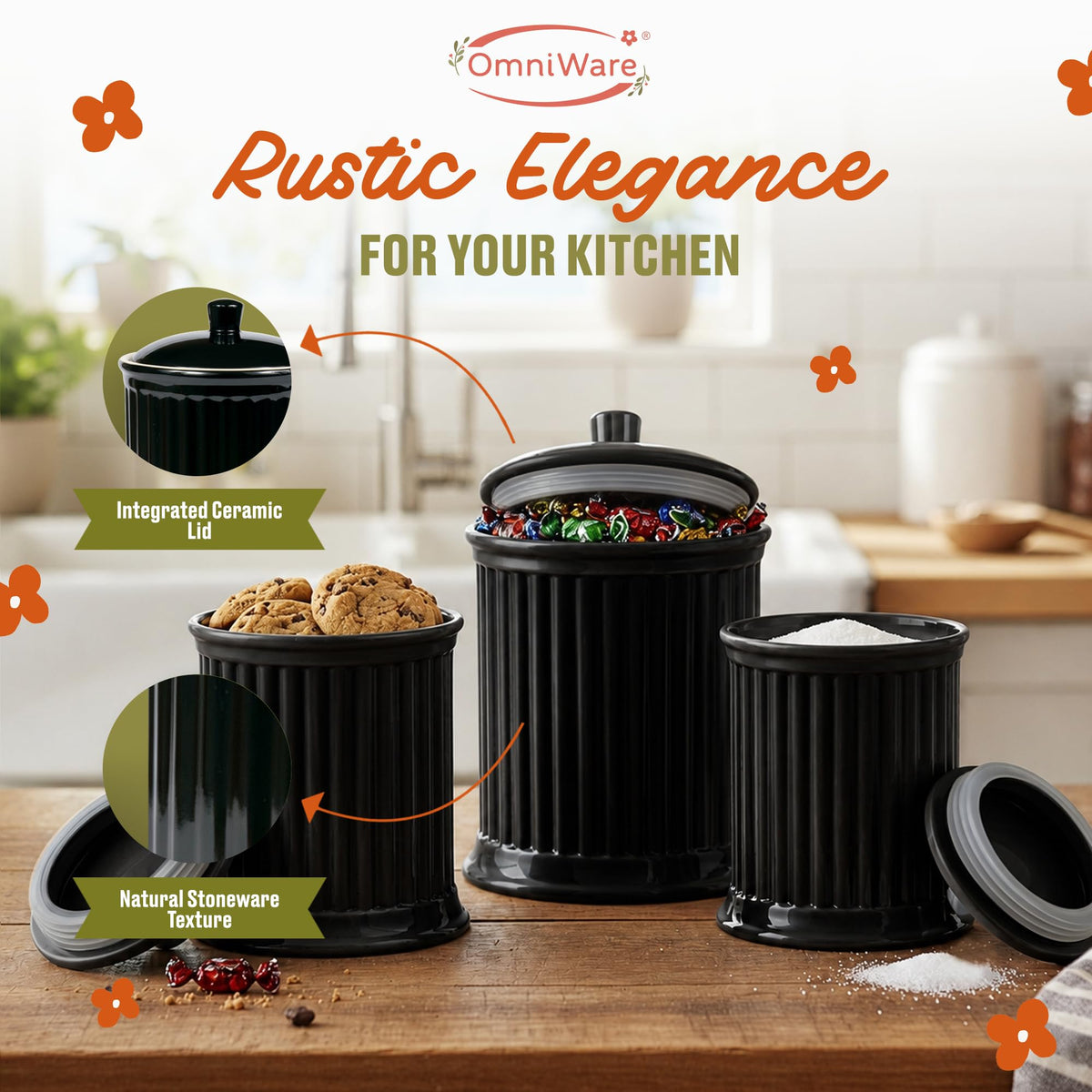 Simsbury Black Stoneware Canister