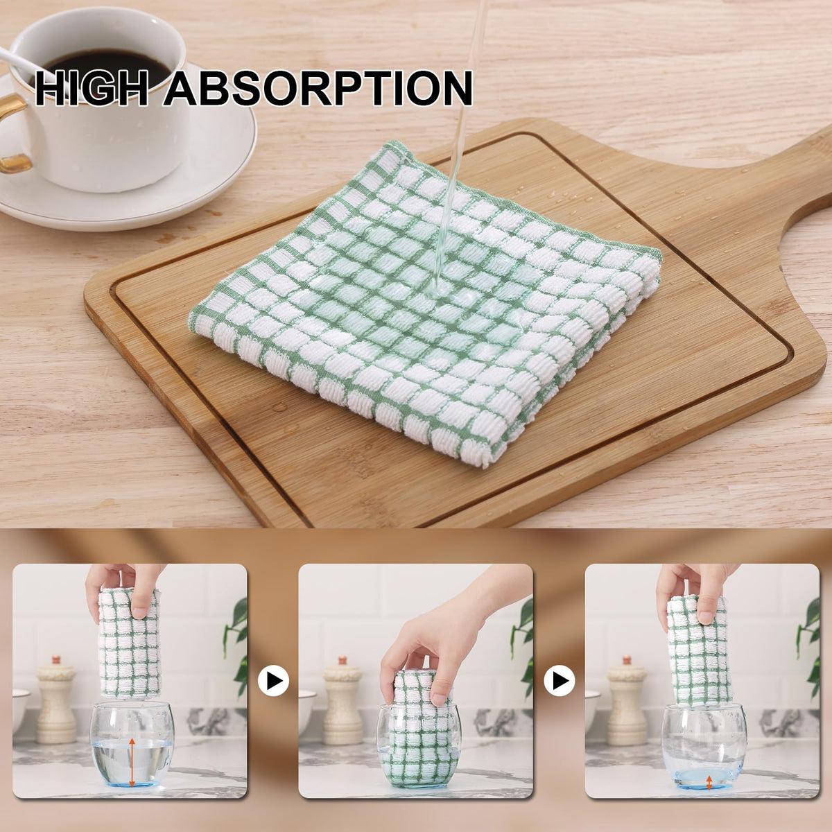 Cotton 12 Pack Kitchen Towels and Dishcloths Sets (12 Count)