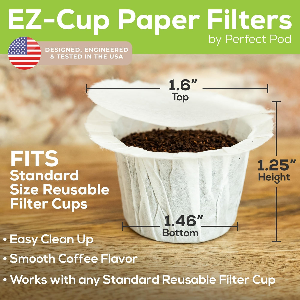EZ Cup Paper Filters with Lid for Reusable Coffee Pods (400 Count)