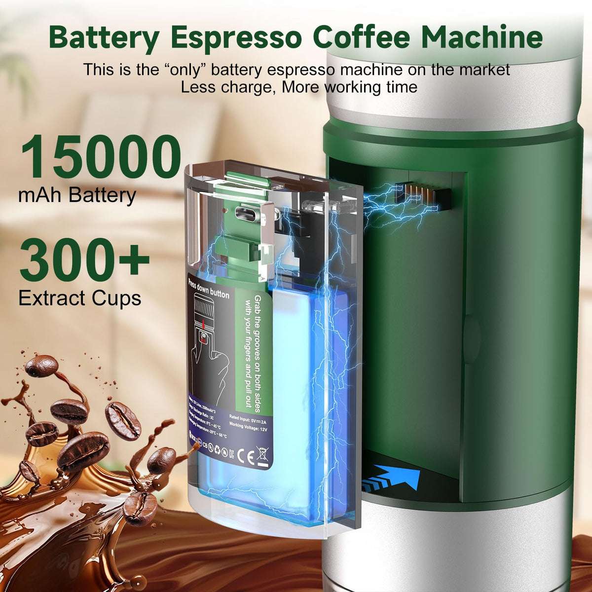 Portable Coffee Maker with Removeable Battery