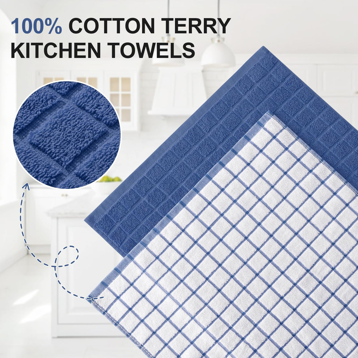 Large Premium Cotton Kitchen Towels 16"x 28" (6 Count)
