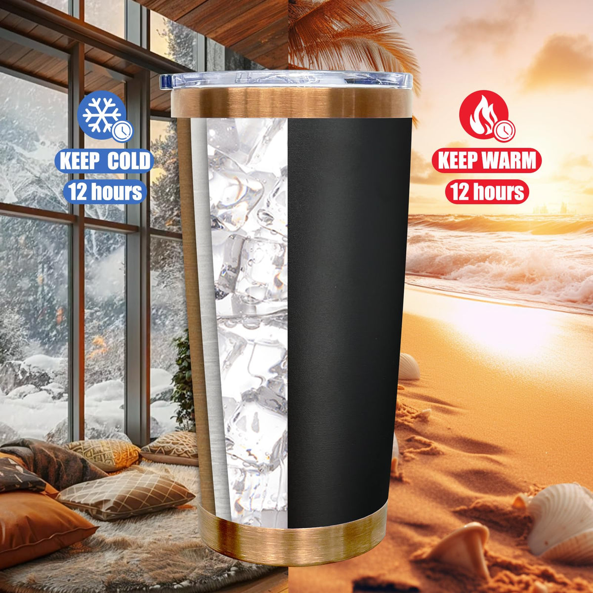 20 oz Tumbler Bulk Stainless Steel Tumblers with Lids and Straws Black (12 Count)