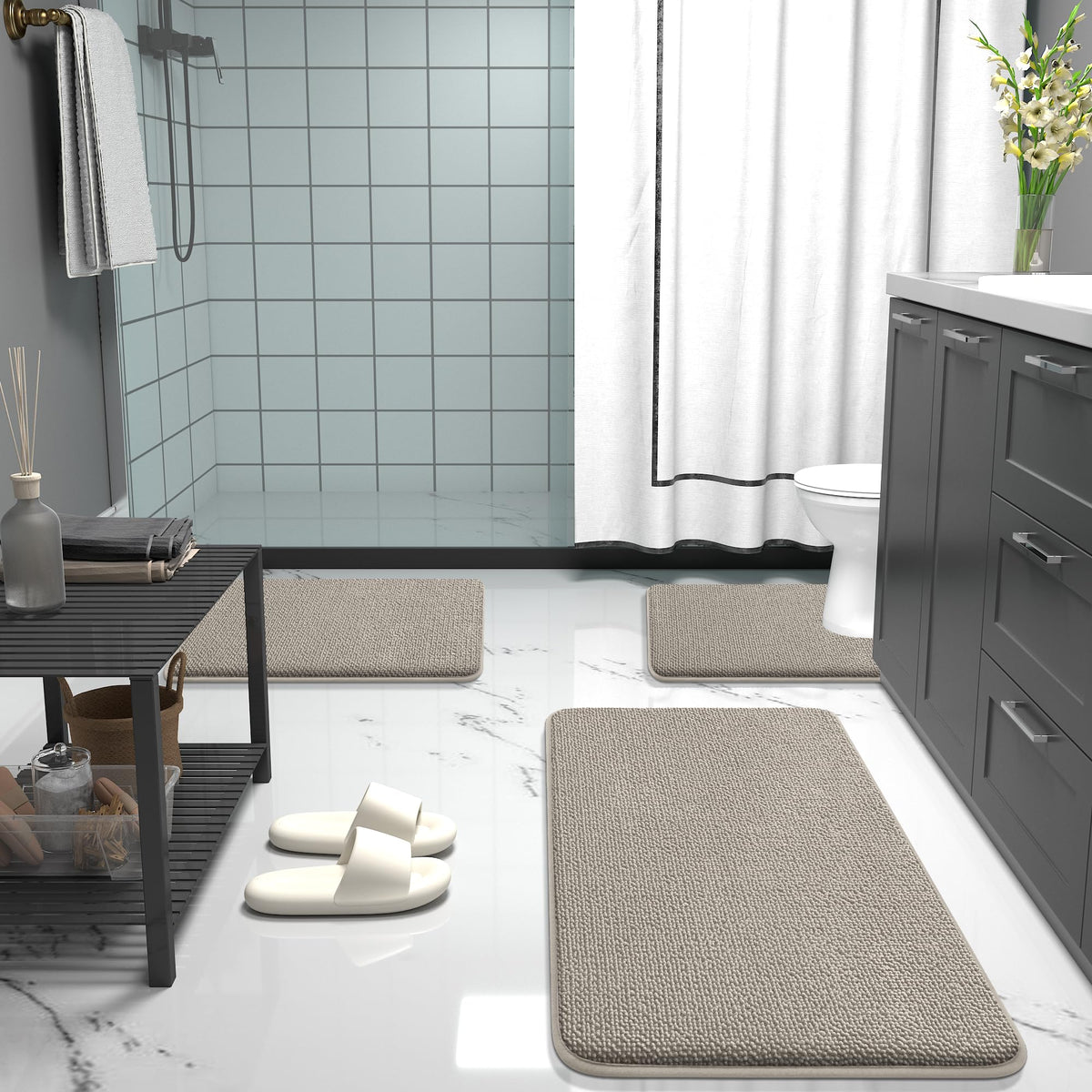 Memory Foam Bathroom Runner Rugs 44x24