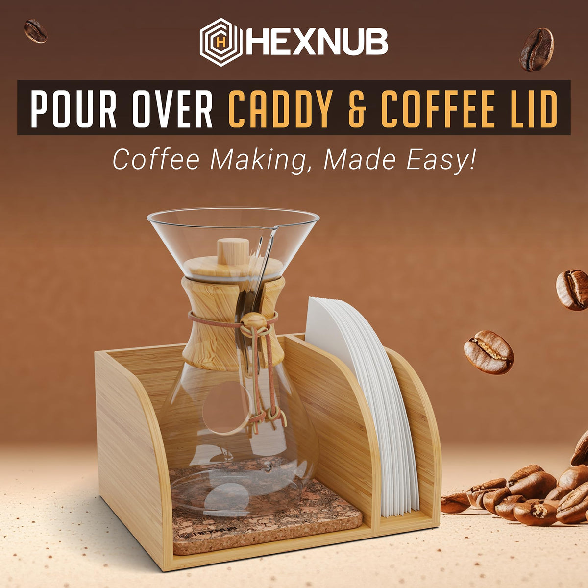 Pour Over Caddy with Lid for Chemex Bodum Cosori Coffee Makers Cork