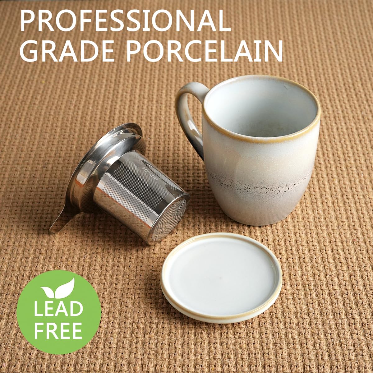 Ceramic Tea Cup with Infuser and Lid