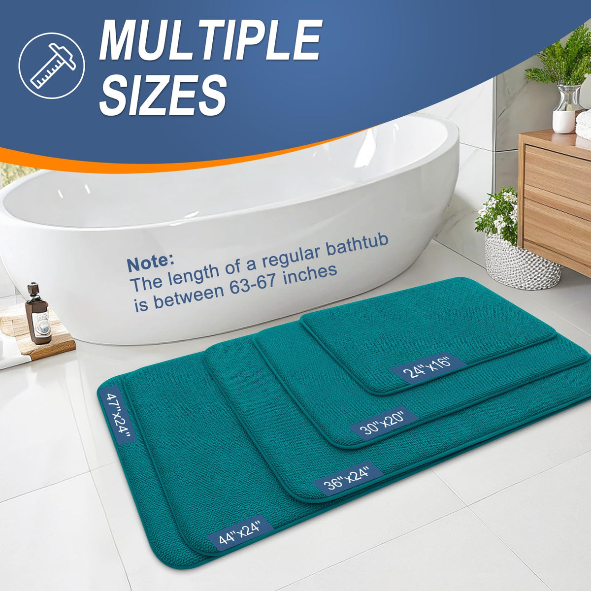 Thick Memory Foam Bathroom Rugs 36x24