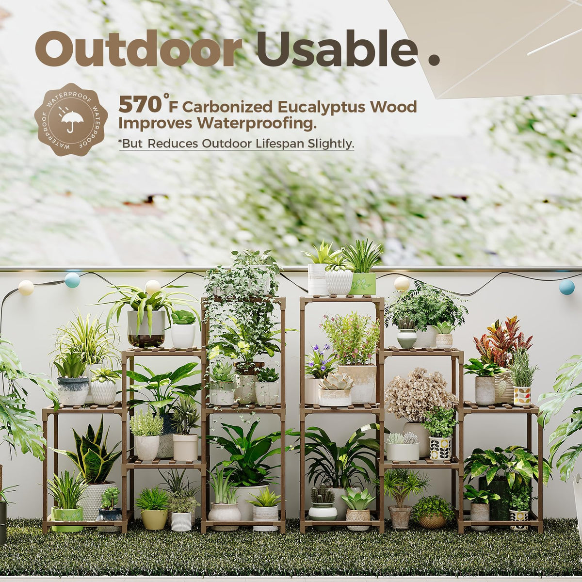 2 Sets of Package Plant Stands Indoor Wood Plant Shelf Outdoor