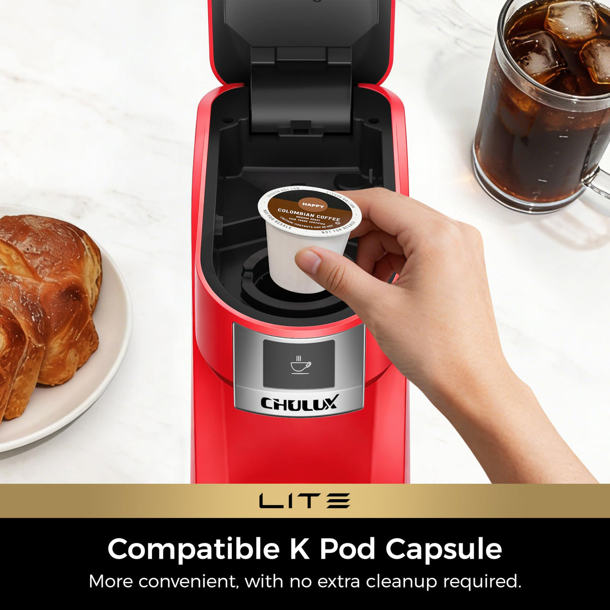 Lite Single Serve Coffee Maker for K Cup with One Touch Brew