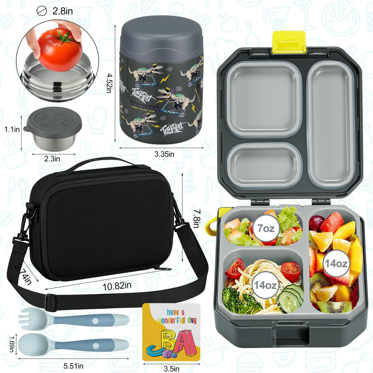 Bento Lunch Box for Kids with 12oz Soup Thermo Leak