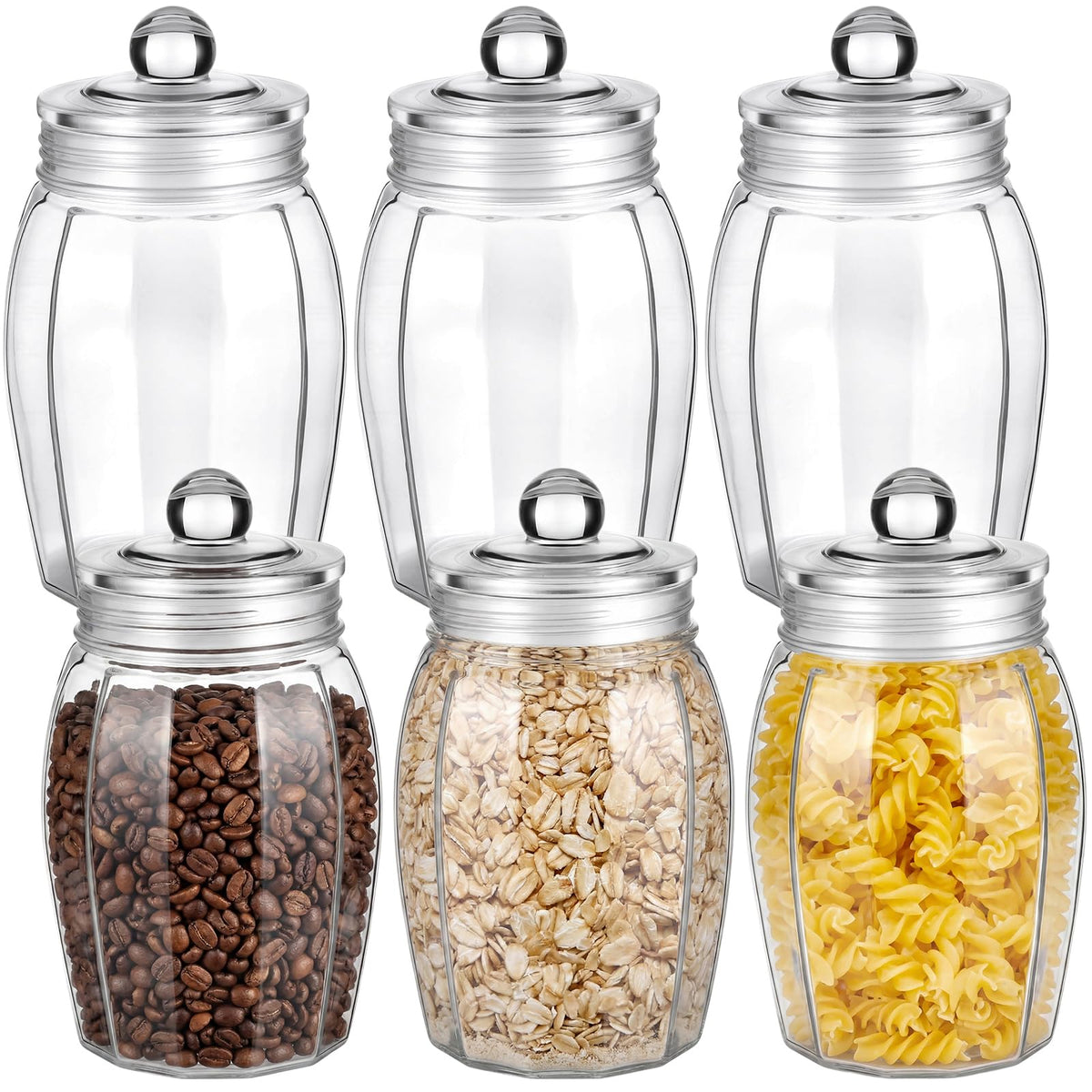 6 Set 41 oz Clear Glass Jars with Airtight Lids (6 Count)