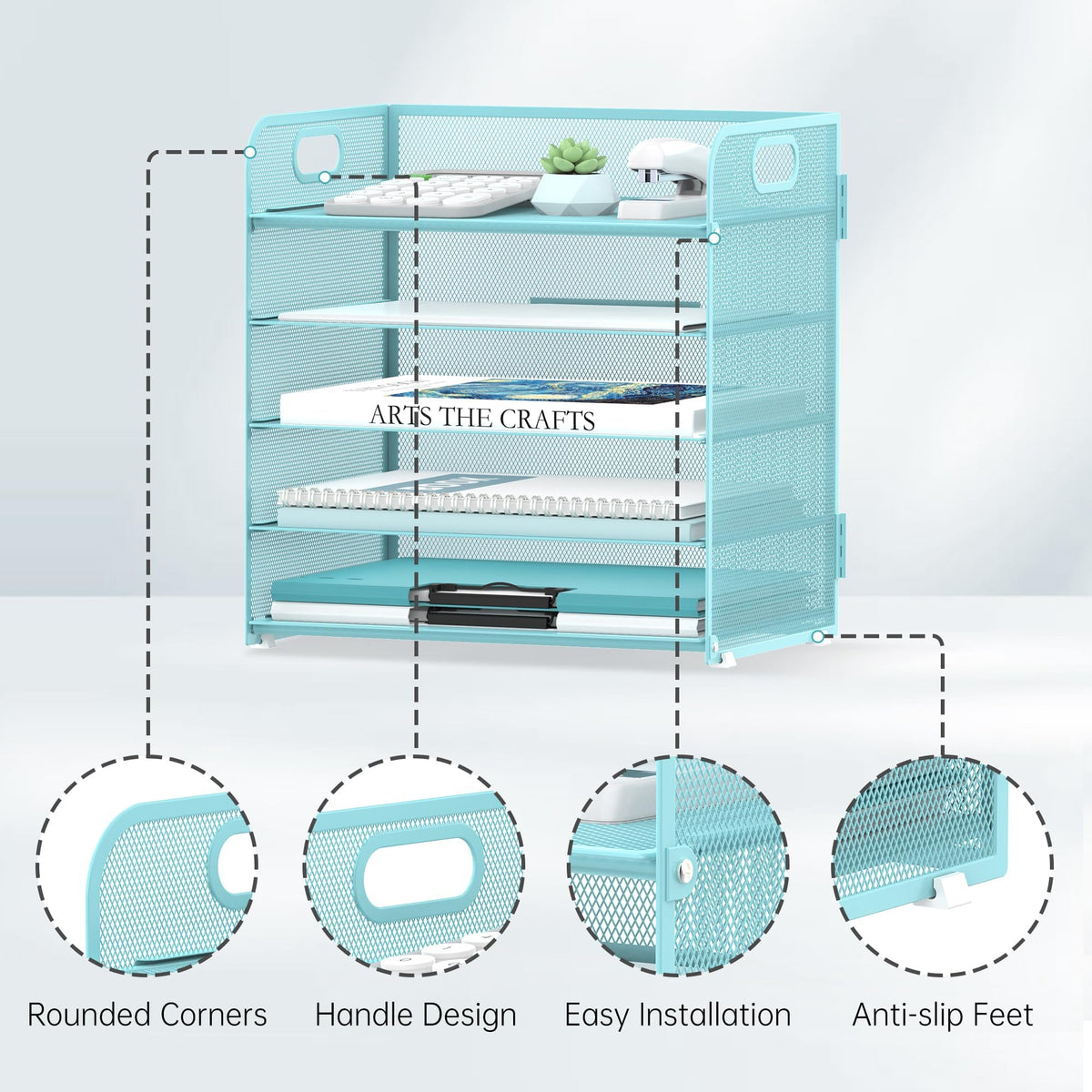 2 Pack 5 Tier Blue Desk Organizer with Handle Mesh Desk File (18.99 Count)