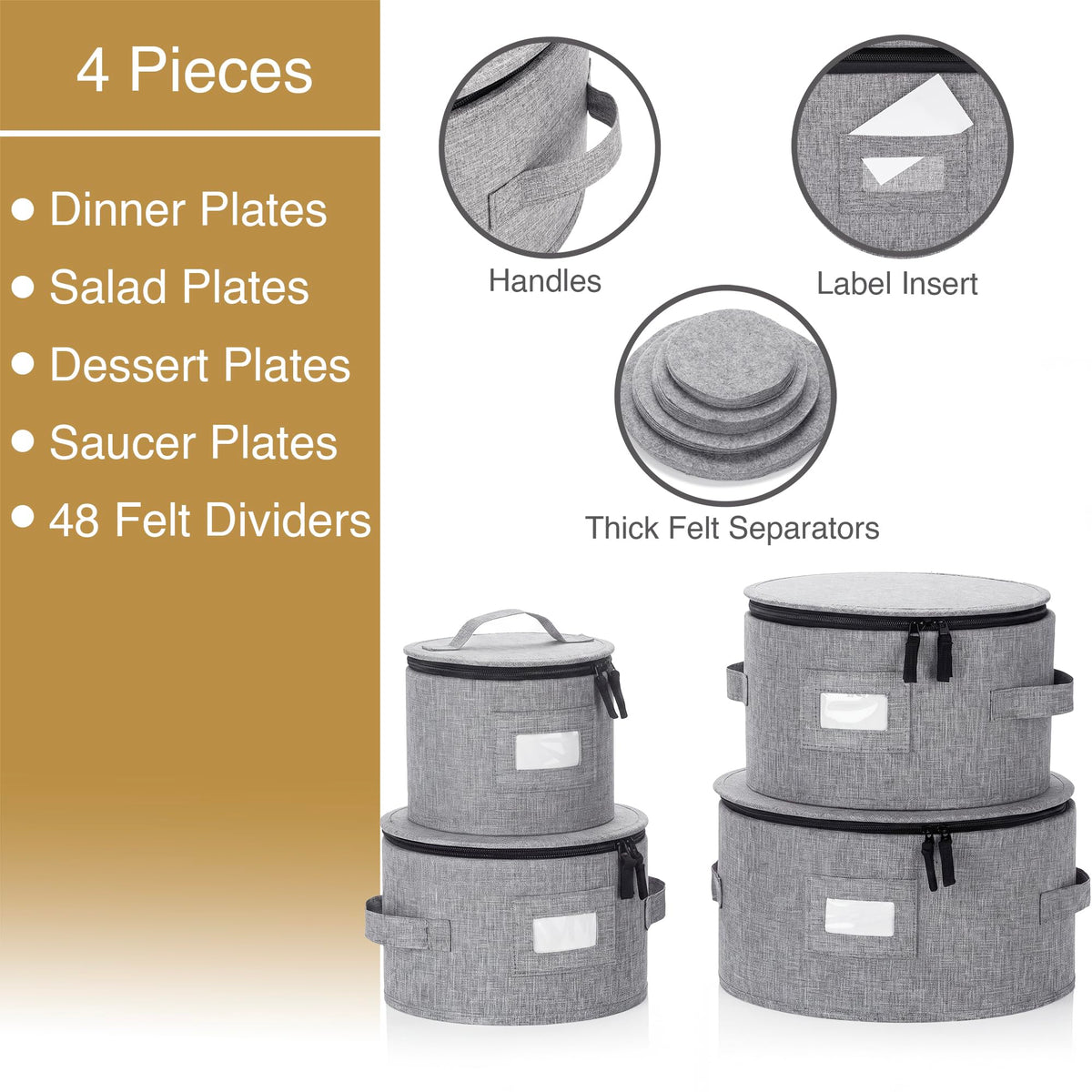 Set of 4 China Storage Cases for Dinnerware